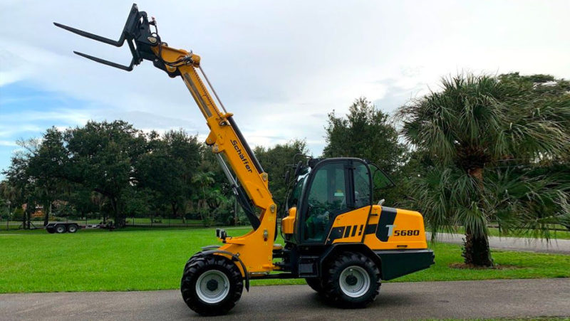 Schaffer 5680 telescopic wheel loader with extended boom.